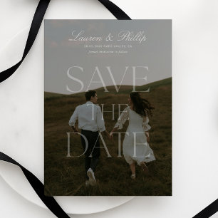 Modern transparent typography photo save the date invitation