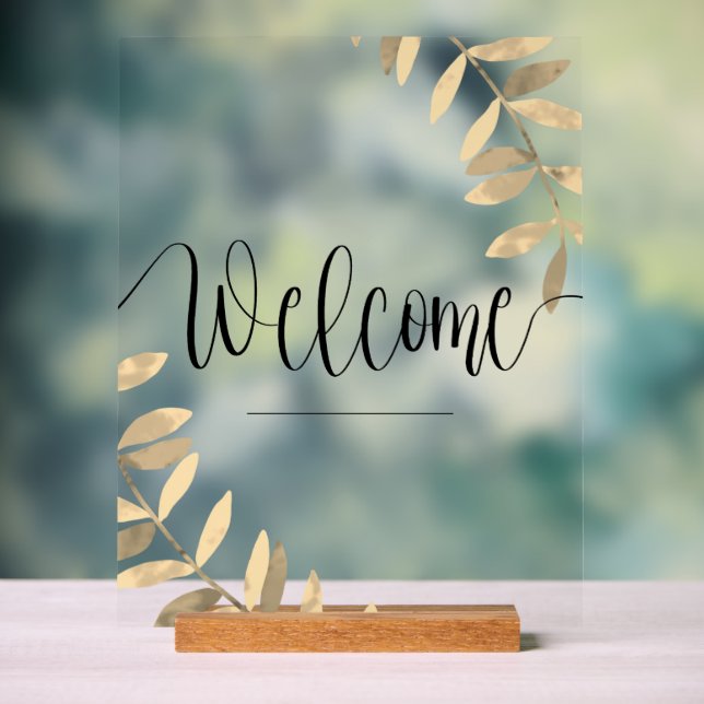 Modern Transparent Welcome Acrylic Sign (Neutral)