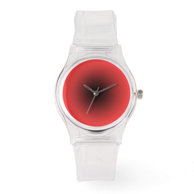 Modern Transparent with Black and Coral Red Dial Watch (Front)