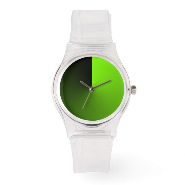 Modern Transparent with Black and Grass Green Dial Watch (Front)