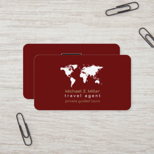 Modern Travel Agent Tour Adventures Red Business Card