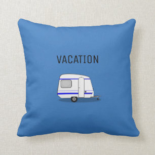 Modern travel vacation caravan adventure camping throw pillow