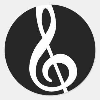 Modern Treble Clef Classic Round Sticker