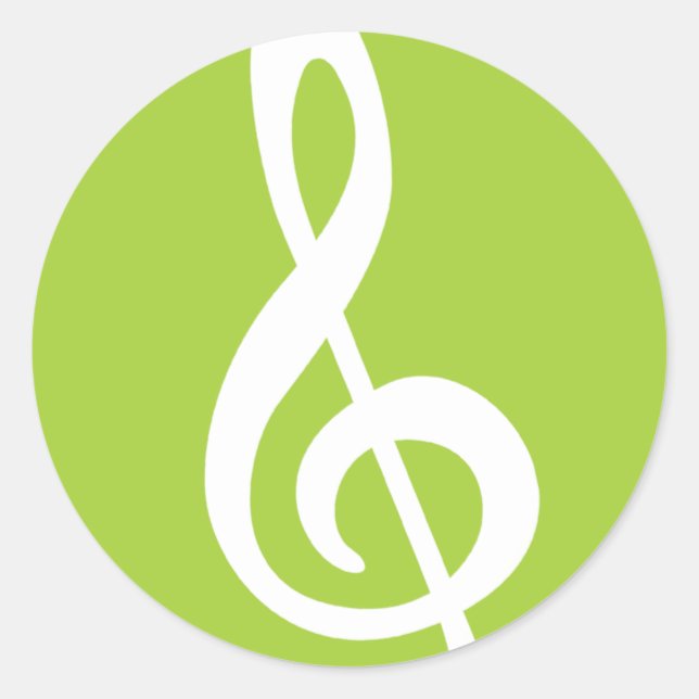 Modern Treble Clef Classic Round Sticker (Front)