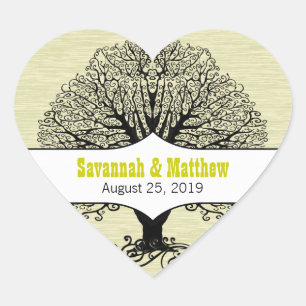 Modern Tree Bright Colours Lime Heart Wedding Seal