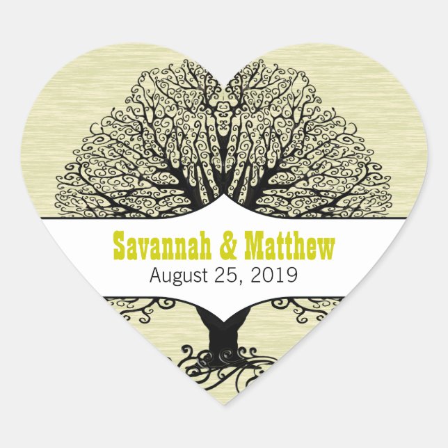 Modern Tree Bright Colours Lime Heart Wedding Seal (Front)