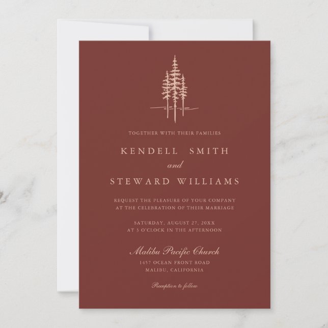 Modern Tree Forest Rustic Wedding Invitation (Front)
