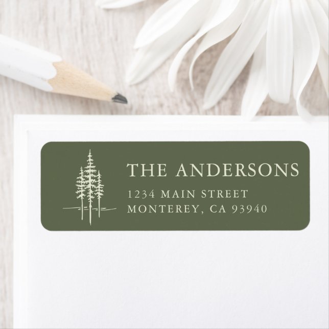 Modern Tree Forest Rustic Wedding Return Address (Insitu)
