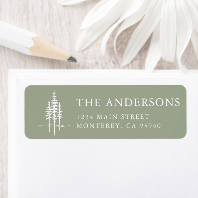 Modern Tree Forest Rustic Wedding Return Address (Insitu)