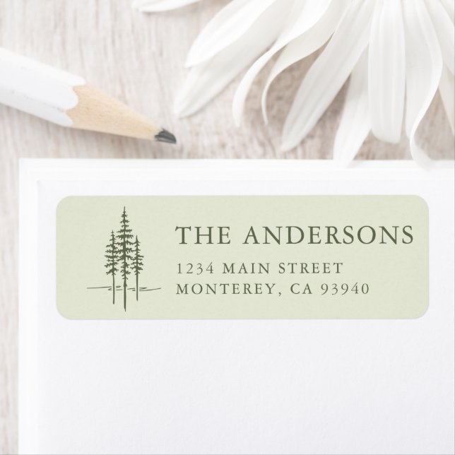 Modern Tree Forest Rustic Wedding Return Address (Insitu)