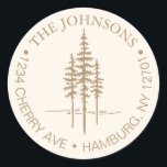 Modern Tree Forest Rustic Wedding Return Address Classic Round Sticker<br><div class="desc">Modern Tree Forest Rustic Wedding Return Address label Whether you're tying the knot in your hometown or saying "I do" against the backdrop of a mystic forest, our wedding collection seamlessly blend elegance and minimalism to set the tone for your special day. Customization options are available to ensure that your...</div>