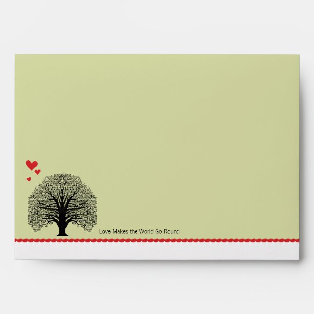 Modern Tree Hearts Wedding Invitation Envelopes (Front)