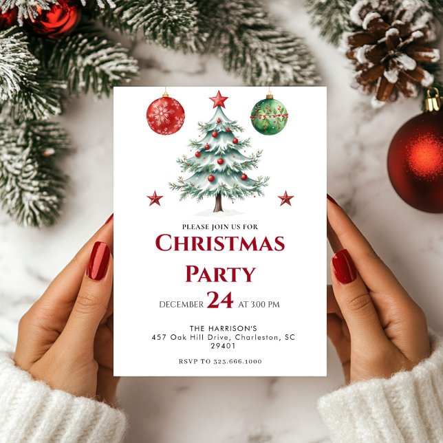 Modern Tree Holiday Christmas Dinner Invitation (Creator Uploaded)