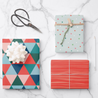 Modern Tree holiday wrapping paper - red