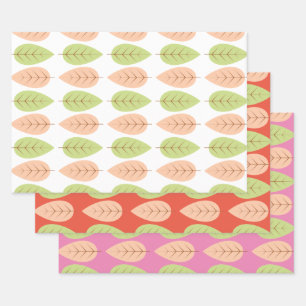 Modern tree leaf pattern custom Holiday Wrapping Paper Sheet