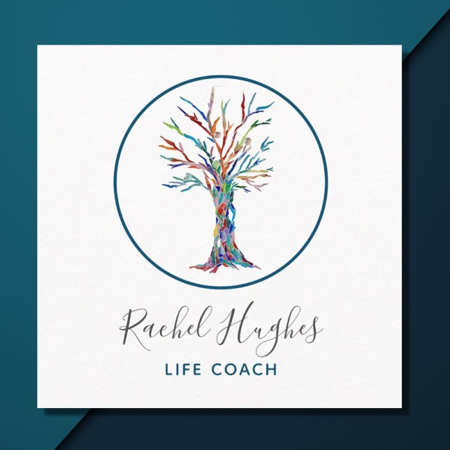Modern Tree Life Coach Square Square Business Card (Creator Uploaded)