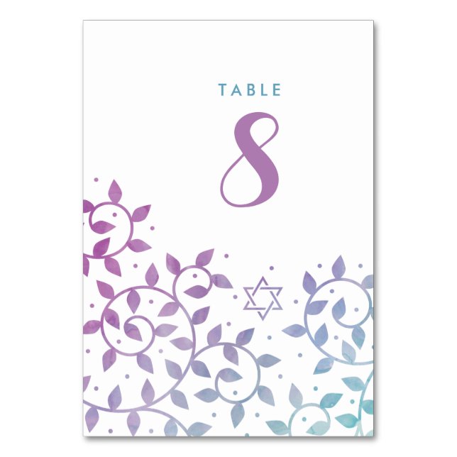Modern Tree of Life Bat Mitzvah Table Number Card (Front)