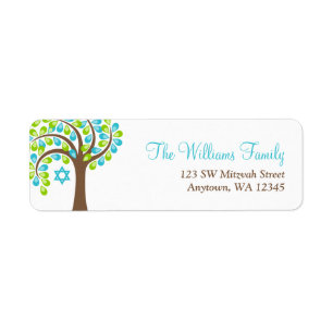 Modern Tree of Life Teal Blue Green Bat Mitzvah
