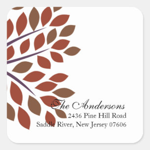 Modern Tree Return Address Wedding Square Sticker