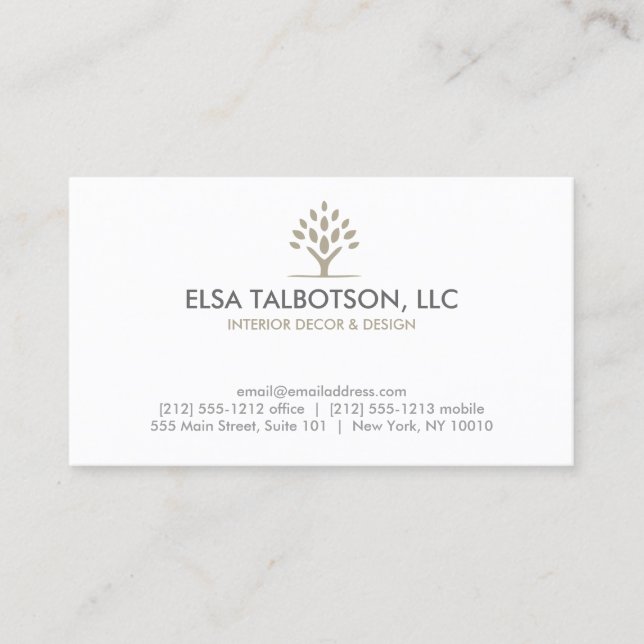 MODERN TREE TAUPE/WHITE Business Card (Front)
