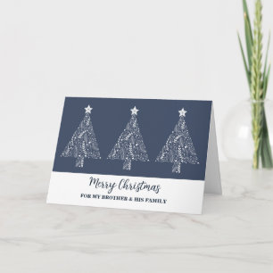 Modern Trees Brother & Family Merry Christmas Card