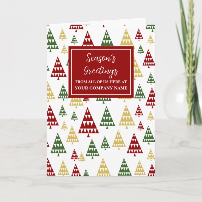 Modern Trees Employee Christmas Holiday Card (Front)