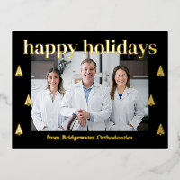 Modern Trees FOIL Business Holiday Postcard