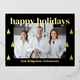 Modern Trees FOIL Business Holiday Postcard