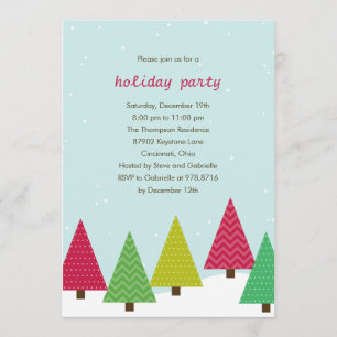 Modern Trees Holiday Party Invitation