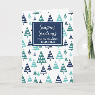 Modern Trees Teacher Christmas Holiday Card