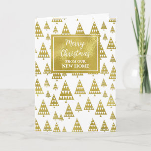 Modern Trees We've Moved New Address Christmas Card