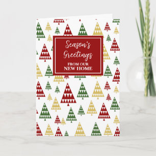 Modern Trees We've Moved New Address Christmas Card