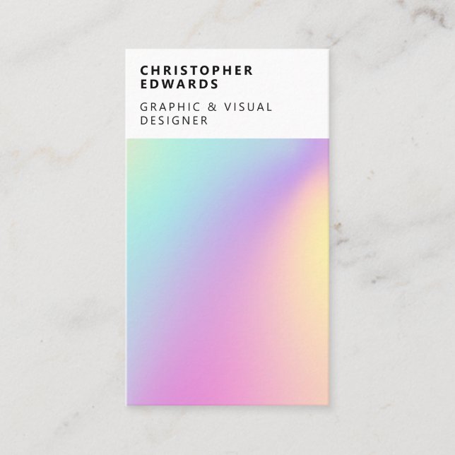 Modern trend holographic gradient white abstract business card (Front)