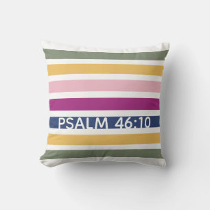 Modern Trending Striped Christian PSALM 46:10 Throw Pillow