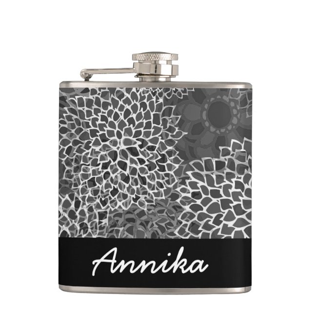 Modern Trends Floral Personalized Hip Flask (Front)