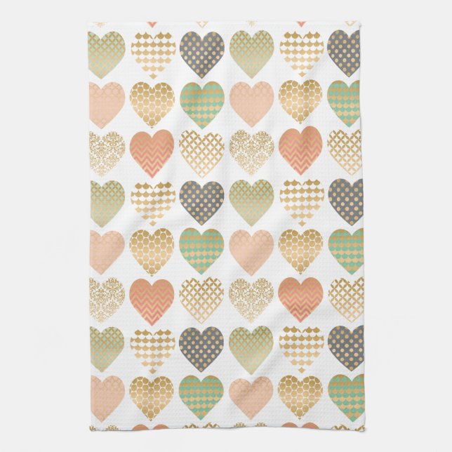 modern trends graphic hearts kitchen towel (Vertical)