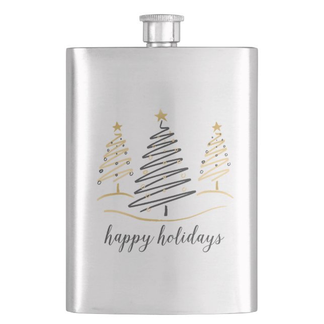 Modern Trends Holiday Trees Hip Flask (Front)