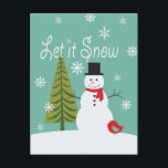 modern trends winter snowman holiday postcard<br><div class="desc">modern trends winter snowman</div>