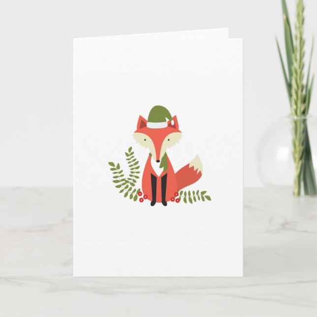modern trends woodland christmas fox holiday card (Front)