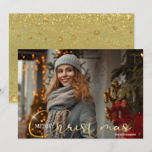 Modern Trendy 1 photo Christmas Card