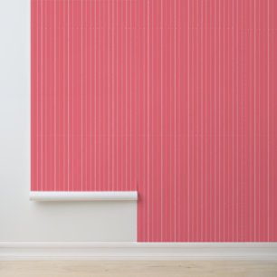 Modern Trendy 1" Pinstripe Bright Coral Pink Wallpaper