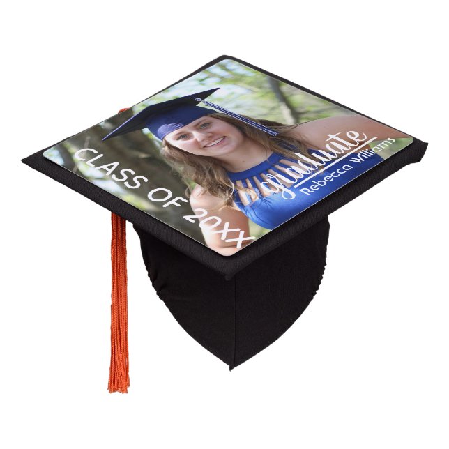Modern Trendy 2025 Graduate Photo Graduation Cap Topper (Angled)