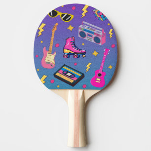 Modern Trendy 80s Style Pretty  Neon Pink Purple Ping Pong Paddle