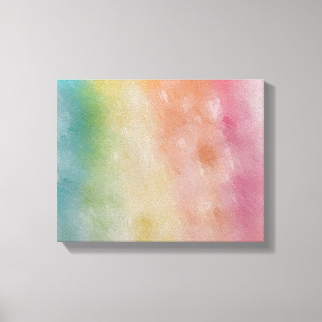 Modern Trendy Abstract Art Blue Red Pink Yellow Canvas Print (Front)
