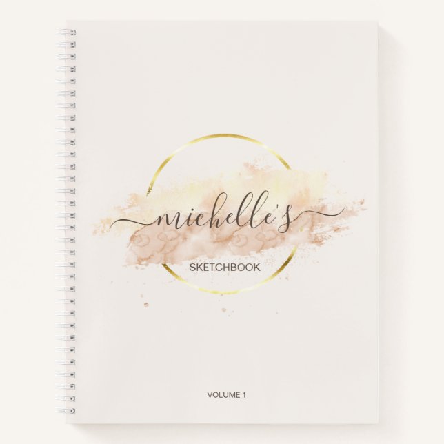 Modern Trendy Abstract Art Watercolor Sketchbook N Notebook (Front)