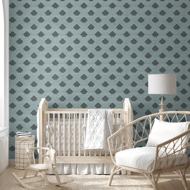Modern Trendy African Mudcloth Arrows Light Teal Wallpaper (Kids)