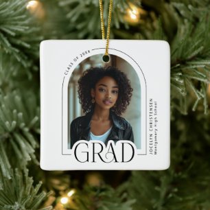 Modern Trendy Arch Photo Grad Ceramic Ornament