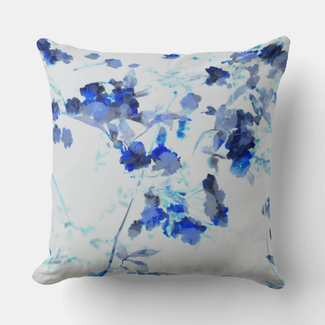 Modern, trendy art of floral / flower pattern throw pillow (Front)