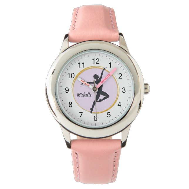 Modern Trendy Ballerina Ballet Dance Personalized Watch (Front)