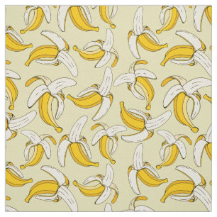 Modern Trendy Bananas Fruit on Beige Patterned Fabric